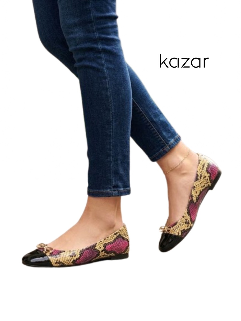 Kazar Genuine Leather Embossed Snake Print Ballet Flats EU 38 NWT